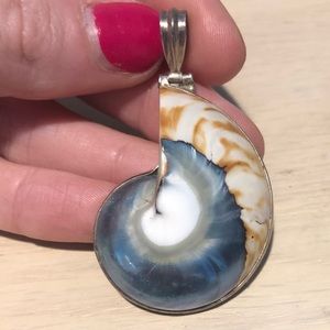 Sterling silver boho seashell pendant!